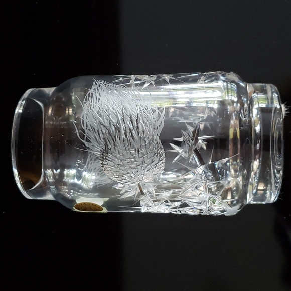 VTG signed Bohemia Czechoslovakia Crystal Vase, handcut , 6 tall